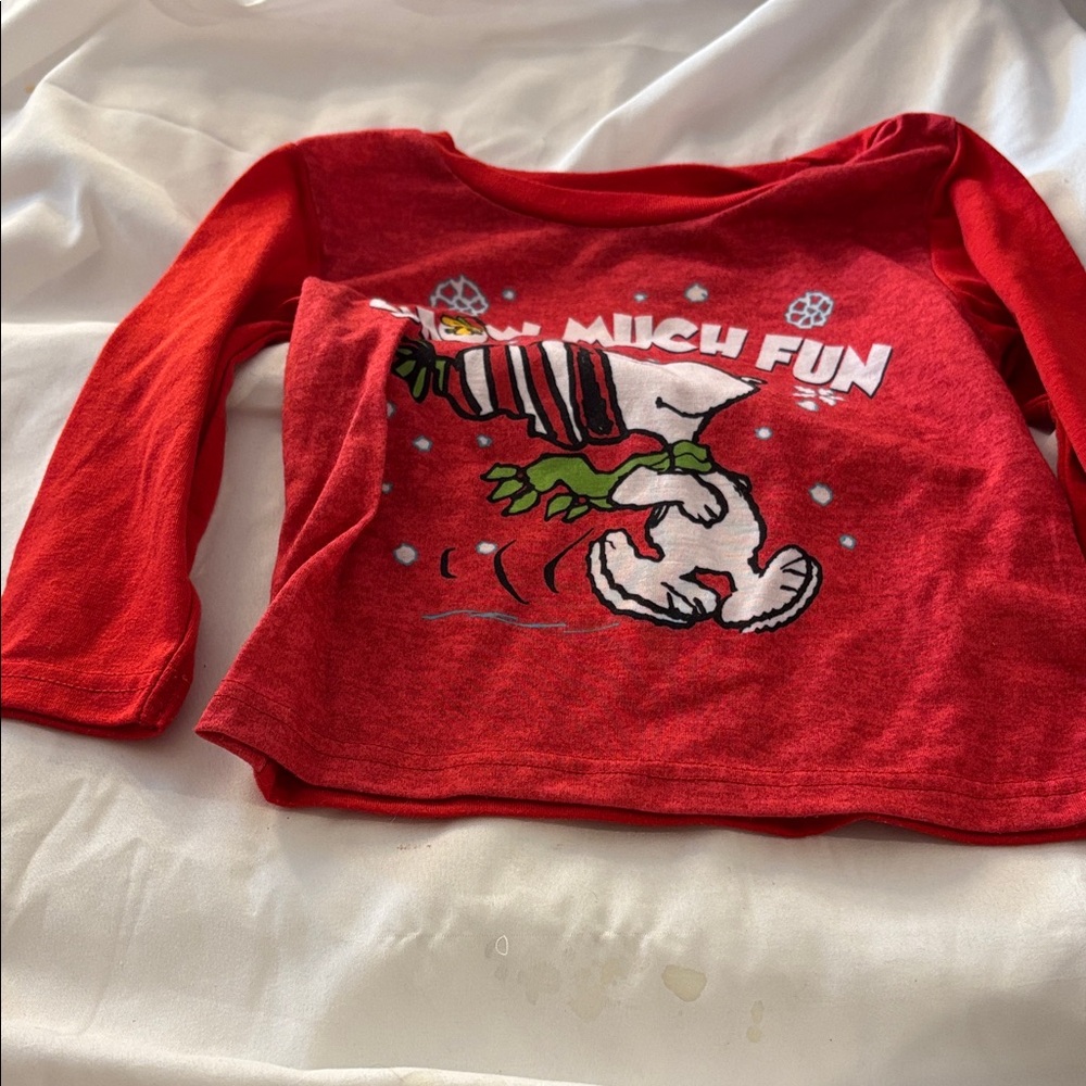 Peanuts Red Long Sleeve Kids Sleep Tee 2T